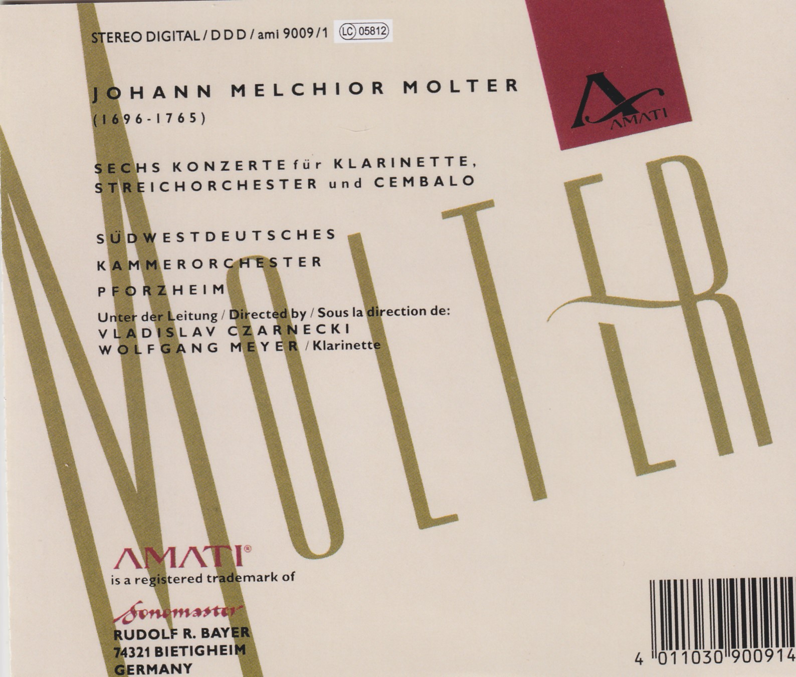 Johann Melchior Molter - Klarinettenkonzerte