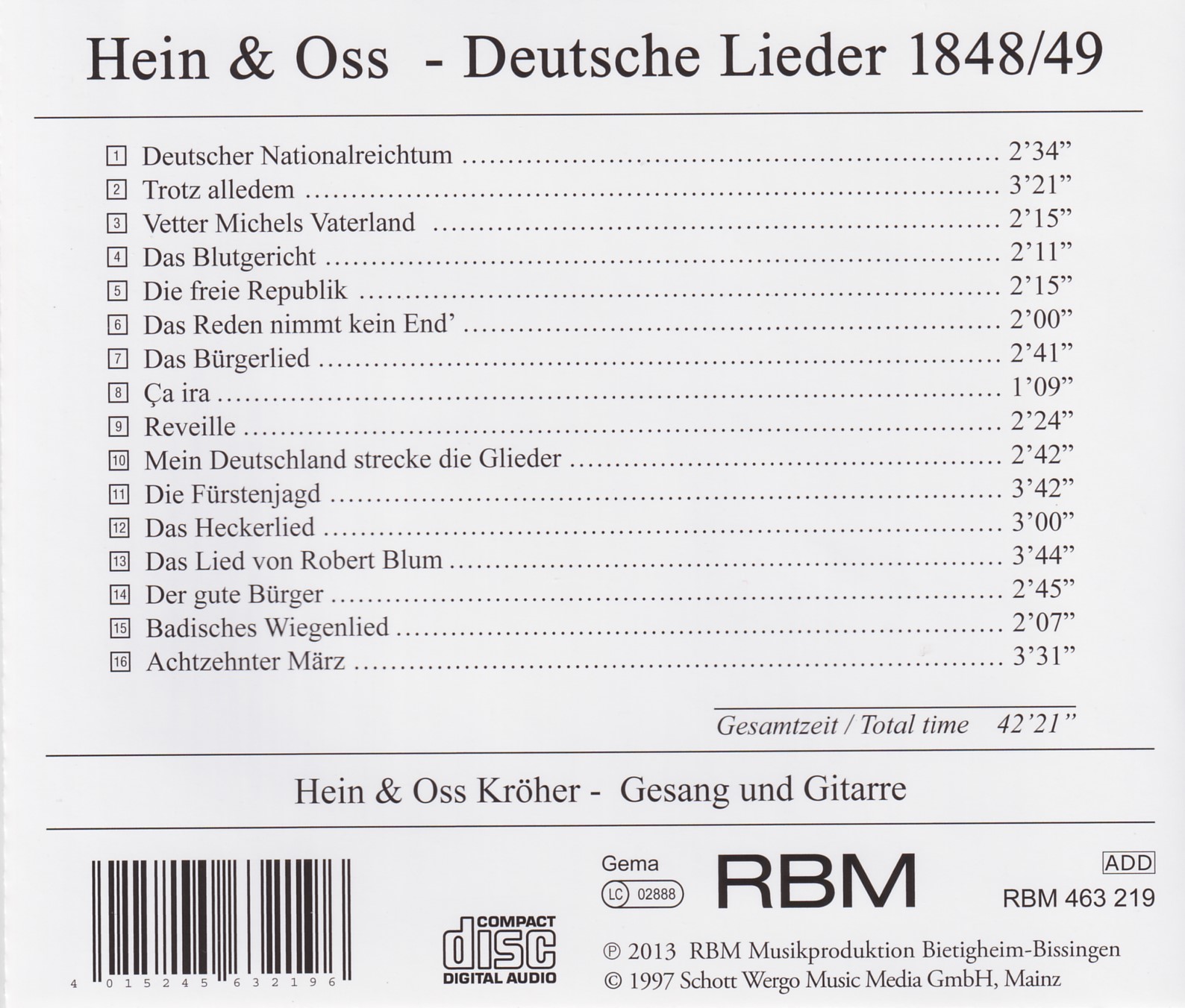 Hein & Oss – Deutsche Lieder 1848/49