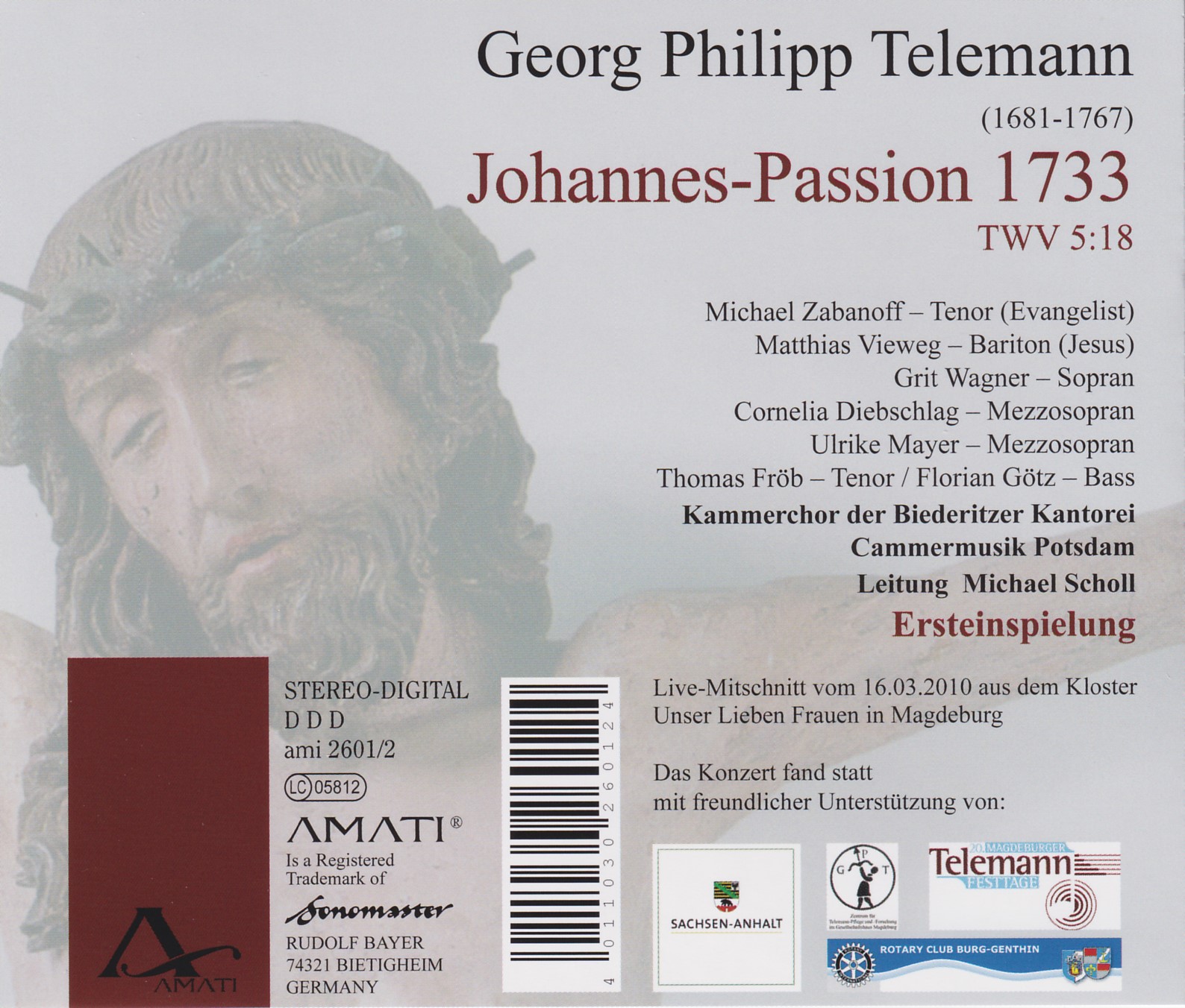 Georg Philipp Telemann - Johannes-Passion 1733 TWV 5:18