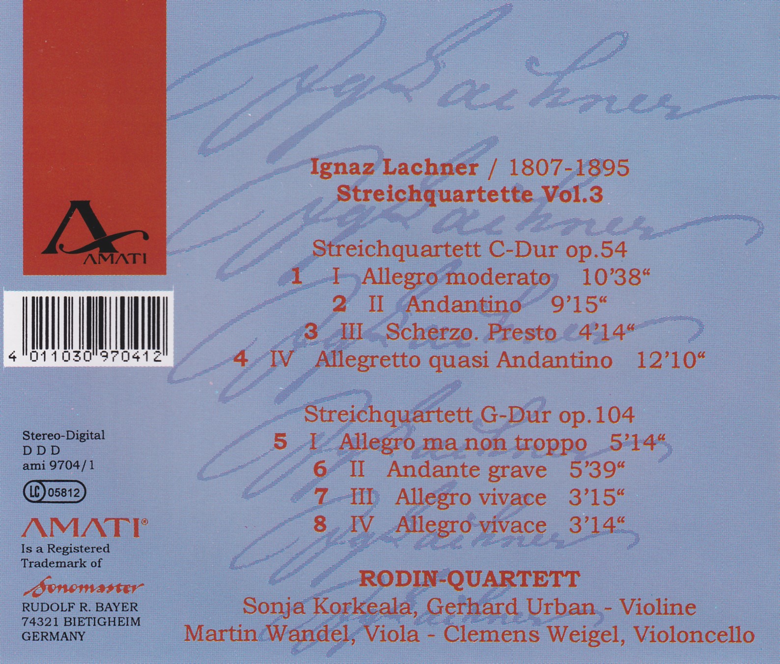 Ignaz Lachner - Streichquartette Vol.3