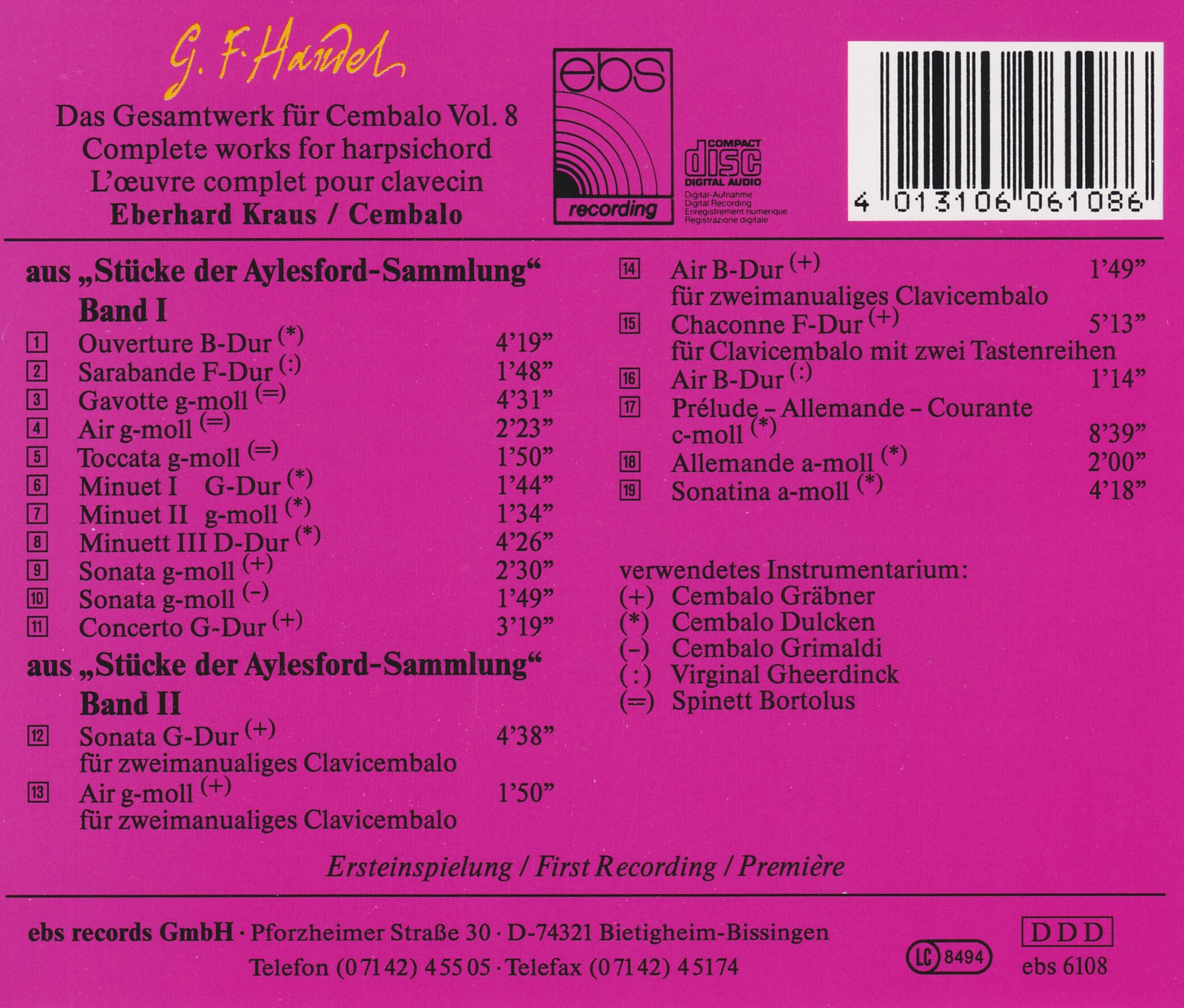 Georg Friedrich Händel - Das Cembalowerk Vol.8