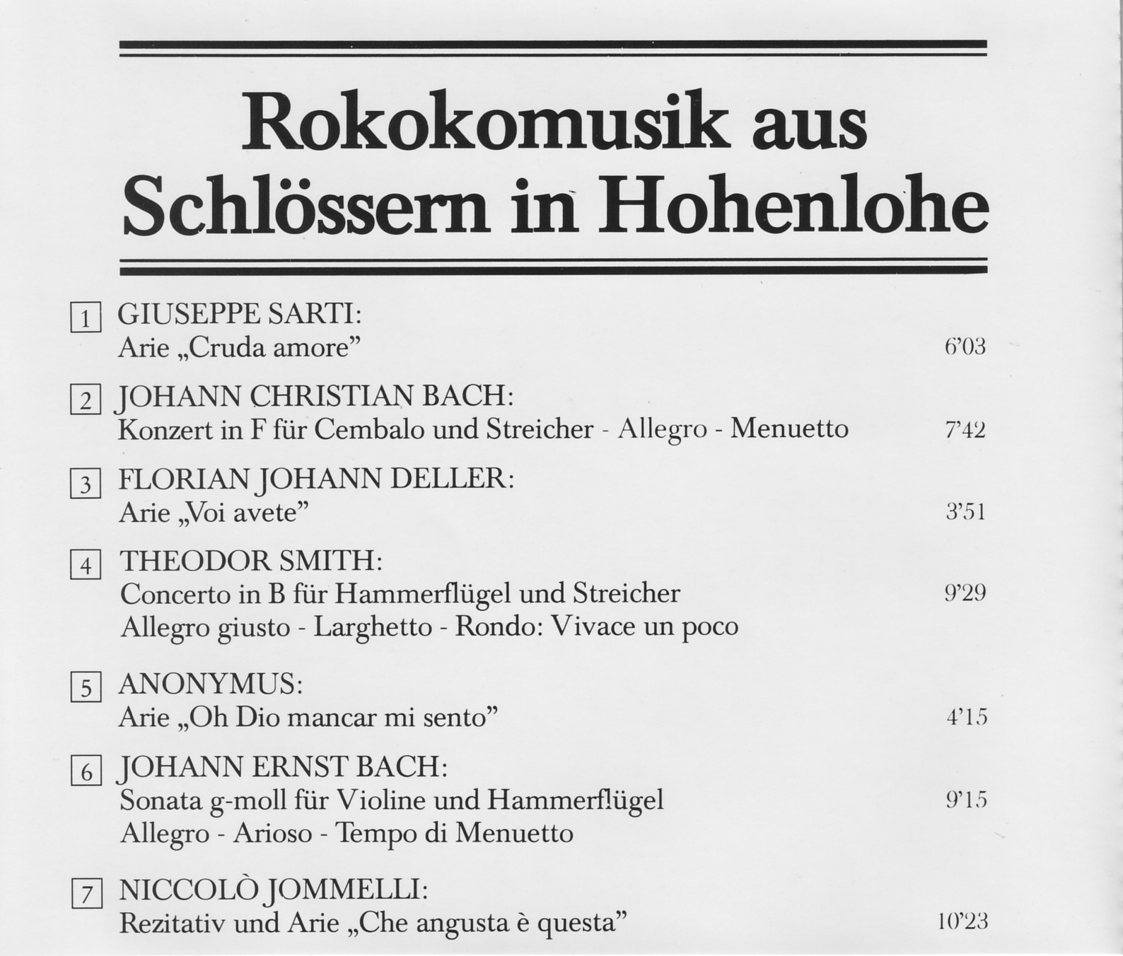Rokokomusik aus Schlössern in Hohenlohe